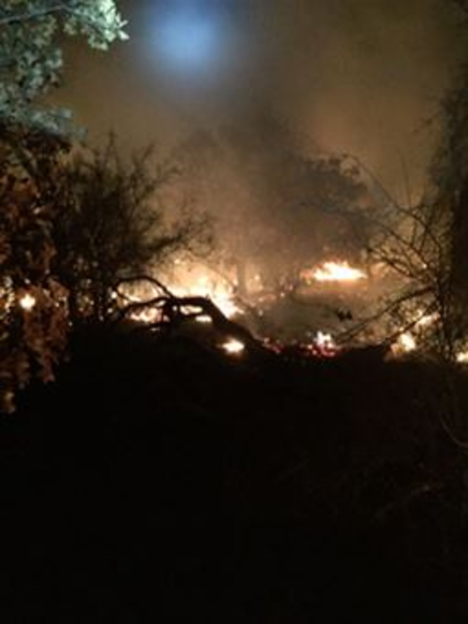 A 750-acre wildfire near the community of Eula, Texas, threatened to destroy property and livestock until it was 100 percent contained at approximately midnight Jan. 31, 2016. Dyess Airmen were asked to join the fire fight at approximately 4 p.m. Jan. 30, 2016, after a team of 15 state, county and city officials had been battling the blaze for nearly five hours. (U.S. Air Force photo by Floyd Jones/Released)
