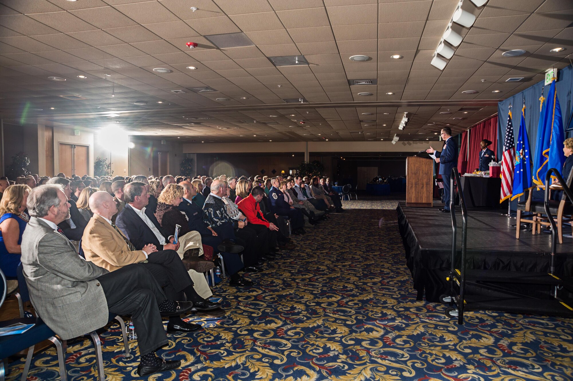 Brig. Gen. Kevin Lamberth, the vice superintendent of the U.S. Air Force Academy, expresses his gratitude to the more-than 250 friends, family members and Total Force Airmen who attended his promotion ceremony to brigadier general, Jan. 29, 2016 at the Falcon Club. Lamberth also thanked those who could not attend the ceremony, but who positively influenced him on his path from an enlisted Airman to a general officer. "I did not get here by myself," he said. "There are many along the way to thank." (U.S. Air Force photo/Liz Copan)   
