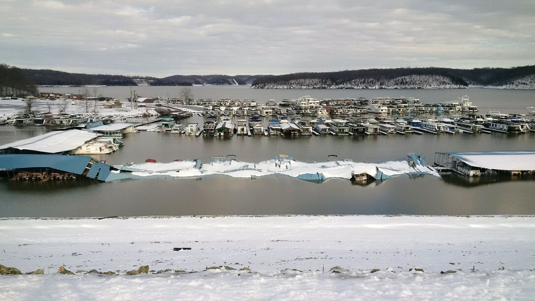 The marina at Green River Lake is shown after a snow in late January. 