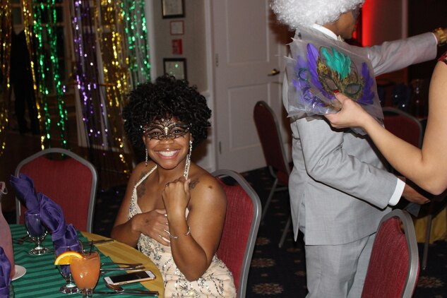 Sgt. Lauren S. Birden at the Headquarters and Service Battalion Masquerade Ball on Jan. 29.
