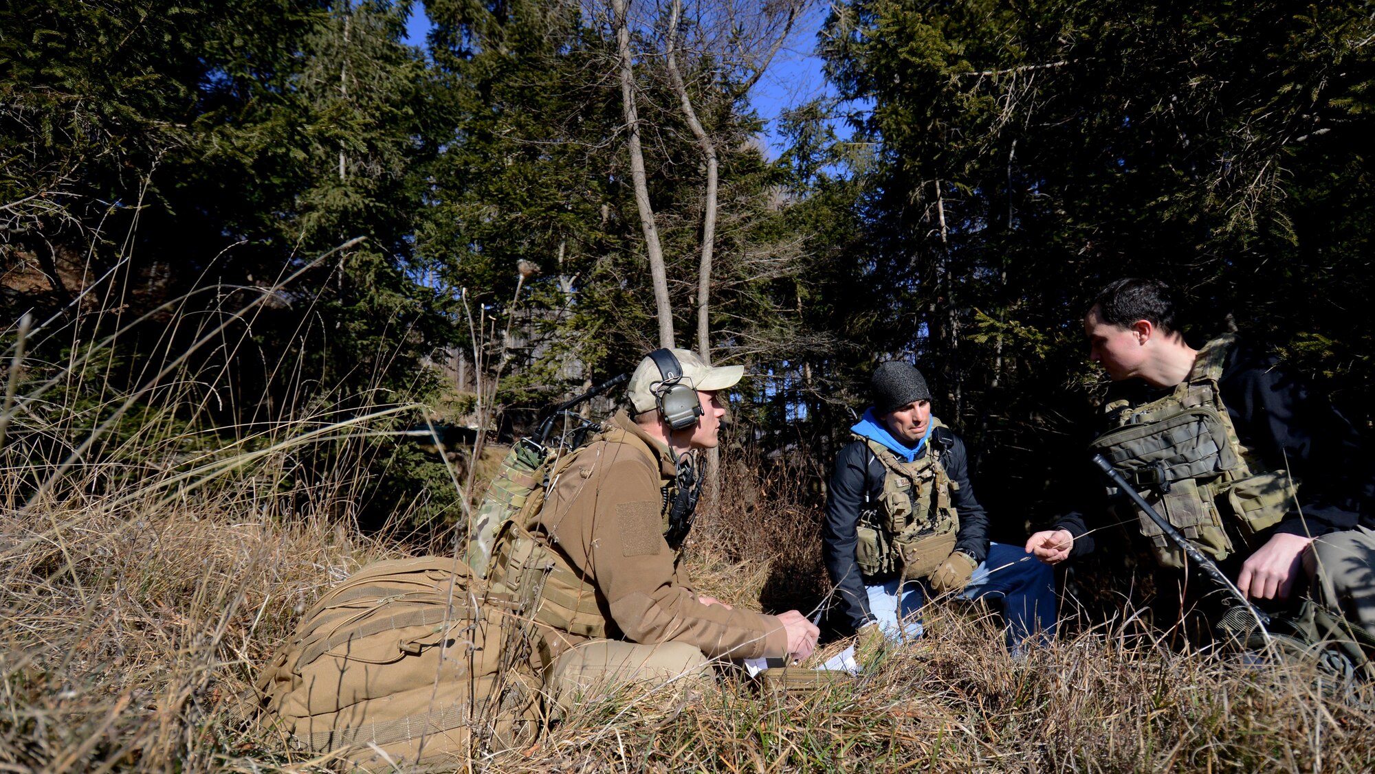 U.S. Air Force Tactical Air Control Party members with the 2nd Air Support Operations Squadron mark coordinates during a training exercise Jan. 29, 2016, in Longarone, Italy. The scenario included surface-to-air threats in which TACP members provided 555th Fighter Squadron pilots with simulated enemy coordinates from austere locations.  TACPs provide attack aircraft information for close air support missions. (U.S. Air Force photo by Staff Sgt. Evelyn Chavez/Released)