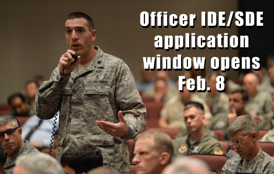 Eligible active duty officers can apply for intermediate and senior developmental education opportunities beginning Feb. 8. Officer nominations, with senior leadership endorsement, are due to the Air Force Personnel Center no later than March 14. (DOD photo by Glenn Fawcett)