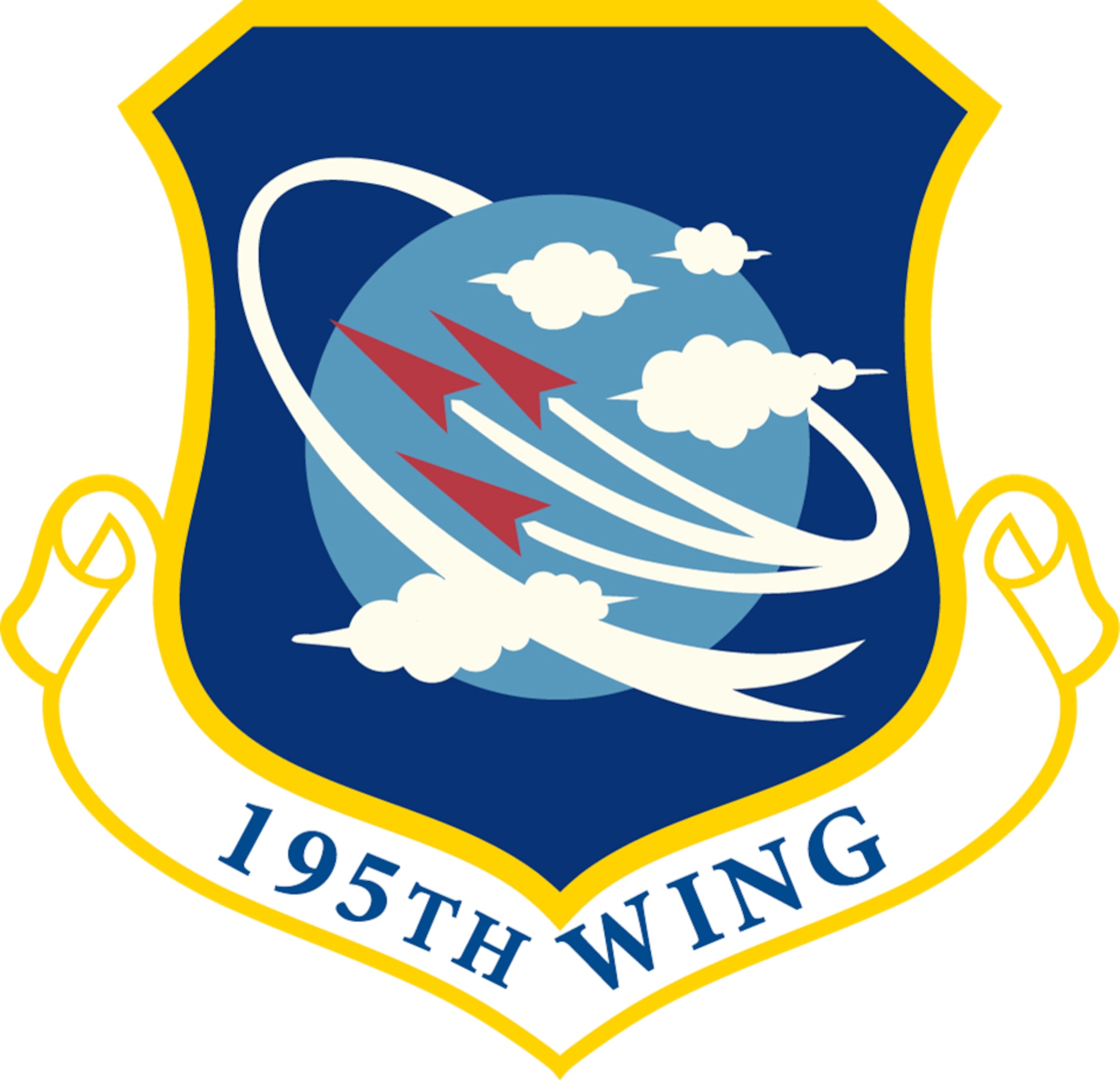 Emblem of the California ANG's 195th Wing, which was activated during a ceremony Nov. 7, 2015. The wing's mission is to serve as a hub for all non-flying, non-kinetic global effects operations in the California ANG, and lead the way in cyber, intelligence and space mission areas.  (California National Guard photo by Spc. Sigmund Rakiec)