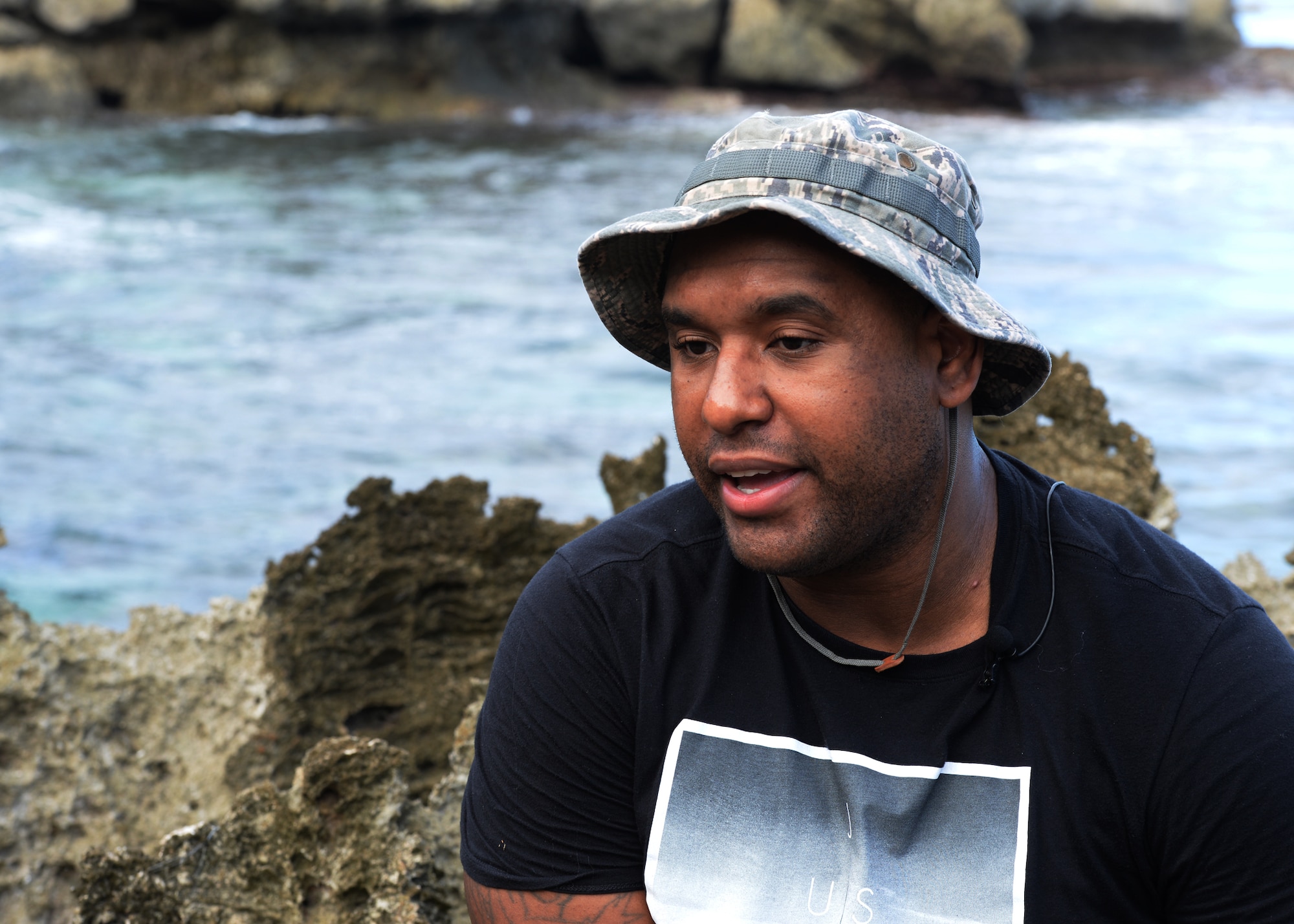 Staff Sgt. Carlos Rance, 36th Medical Support Squadron logistics technician, recalls witnessing a water safety incident at Agua Cove, Jan. 16, 2016, near Dededo, Guam. Rance instructed a young man to swim out to the open sea rather than back towards the reef and then called for help, saving the teens life. (U.S. Air Force photo/Senior Airman Cierra Presentado)