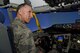 Lt. Gen. Bill Bender, Air Force chief of information dominance and chief information officer, operates the controls of a KC-135R Stratotanker simulator during his visit to Grissom Air Reserve Base, Ind., Jan. 14, 2016. During his visit, he learned first-hand the mission and capabilities of the Hoosier Wing. (U.S. Air Force photo/Tech. Sgt. Benjamin Mota)