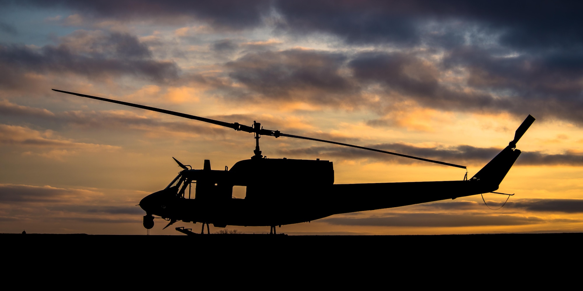 A UH-1N Iroquois from the 54th Helicopter Squadron sits on the helicopter pad at Minot Air Force Base, N.D., Feb. 2, 2016. Within Air Force Global Strike Command, the UH-1N supports the 90th Missile Wing, F.E. Warren AFB, W.Y., the 341st Missile Wing, Malmstrom AFB, M.T. and the 91st Missile Wing, Minot AFB, N.D. (U.S. Air Force photo/Airman 1st Class J.T. Armstrong)