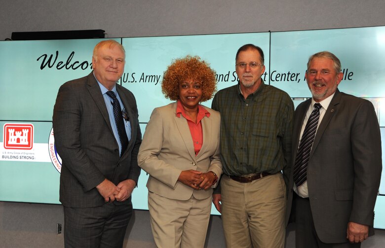 Huntsville Center’s Arkie Fanning, April Rafael-Adams, Pat Haas and Boyce Ross are part of the team receiving the Procurement Team of the Year in the 2015 USACE Excellence in Contracting Awards Program.  