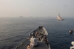 VISAKHAPATNAM, India (Feb. 4, 2016) The Ticonderoga-class guided-missile cruiser USS Antietam (CG 54) anchors next to the the Arleigh Burke-class guided-missile destroyer USS McCampbell (DDG 85) during India's International Fleet Review (IFR) 2016. IFR 2016 is an international military exercise hosted by the Indian Navy to help enhance mutual trust and confidence with navies from around the world. Antietam and McCampbell, forward deployed to Yokosuka, Japan, are on patrol in the 7th Fleet area of operations in support of security and stability in the Indo-Asia-Pacific. 