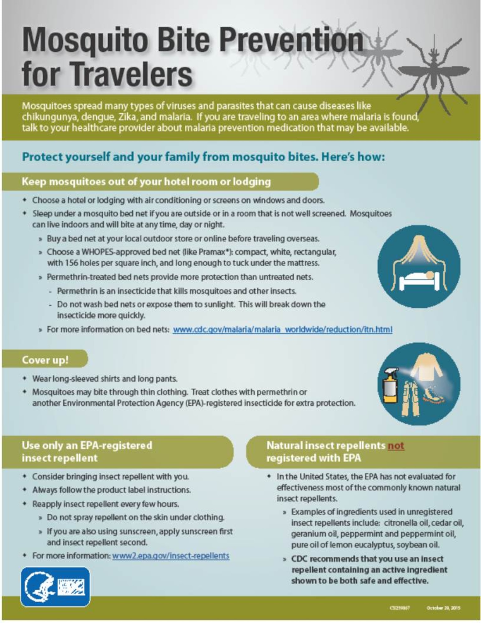 Mosquito prevention information graphic from the Centers for Disease Control and Prevention 