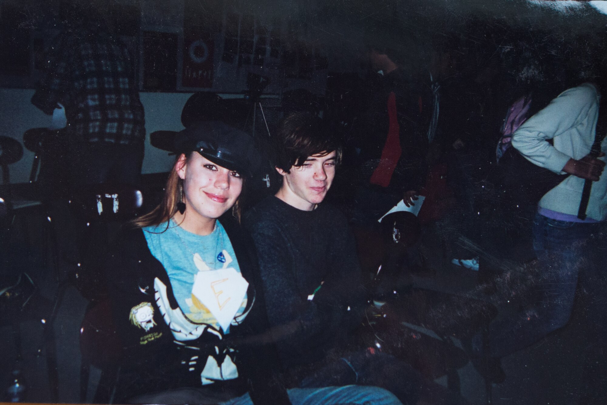 Senior Airman Mitch Rose, 48th Logistics Readiness Squadron customer service technician, and Erin, his wife, sit together during their second period drama class 11 years ago in Apple Valley, Calif., 2005. Seven years later, Mitch and Erin married in Las Vegas. (Courtesy photo)
