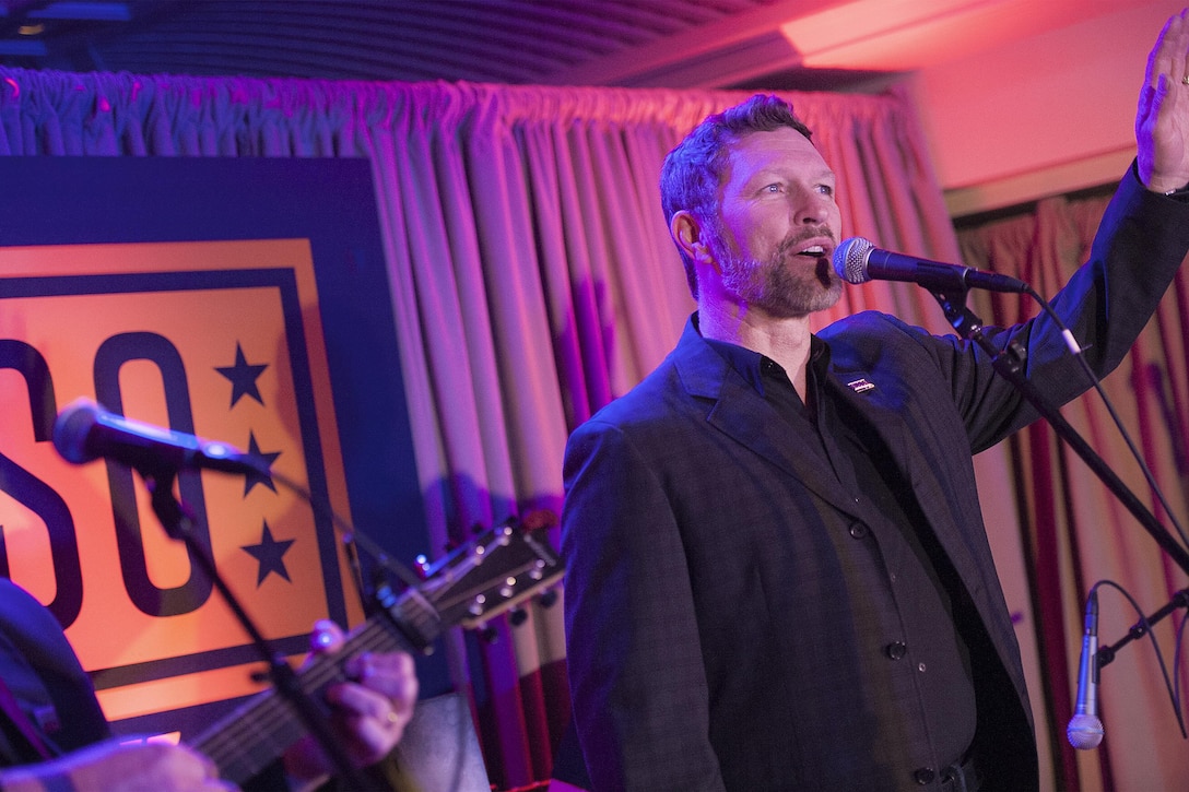 Country music singer and Army veteran Craig Morgan performs during the USO 75th anniversary reception in Washington, D.C., Feb. 4, 2016. DoD photo by Navy Petty Officer 2nd Class Dominique A. Pineiro