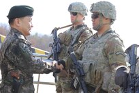 Gen. Lee Soon-Jin, Republic of Korea, Chairman of the Joint Chiefs of Staff visits U.S. Soldiers at the Joint Security Area Feb 6, 2016. The Alliance is vital to the security interests of both nations and stability in Northeast Asia. 