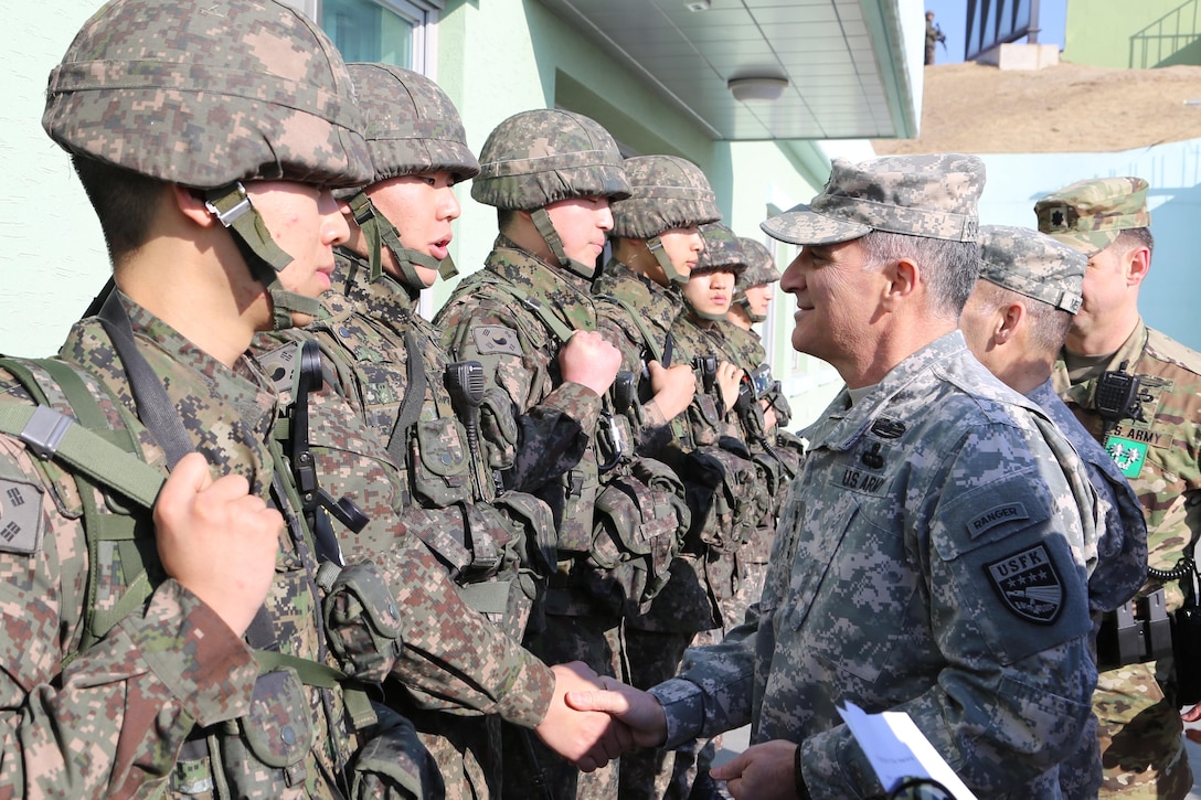 Gen. Curtis M. Scaparrotti, United Nations Command, Combined Forces Command, U.S. Forces Korea commander visits Republic of Korea soldiers at the Joint Security Area Feb 6, 2016. The Republic of Korea-U.S. Alliance is strong and has a long history of deterring aggression on the Korean Peninsula. The alliance has enjoyed unparalleled success in preserving the terms of the Armistice Agreement, promoting democracy, and providing security for the citizens of the Republic of Korea and Northeast Asia. 