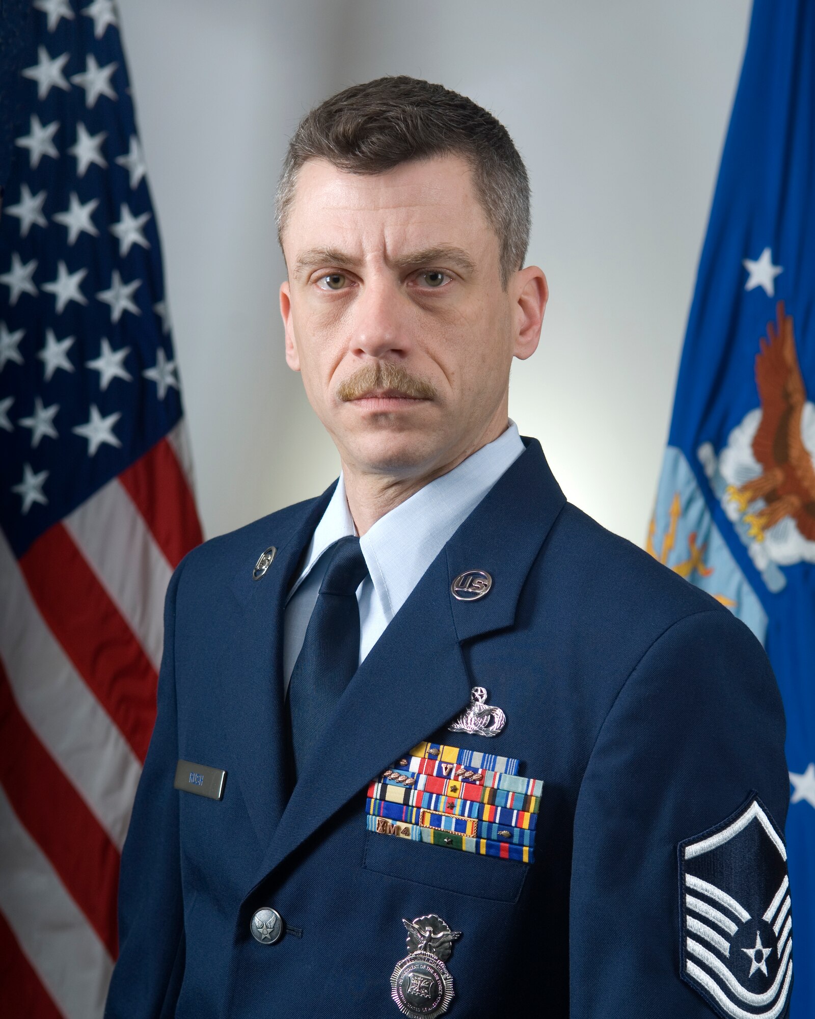 Master Sgt. Michael Rush, 434th Security Forces Squadron training NCO in charge, was recently named the Air Force Reserve Command Outstanding Security Forces Support staff NCO of the year for 2015. Rush faced unique responsibilities during a deployment to a location in the area of responsibility and forward deployed an entire unit during a base shutdown.  (U.S. Air Force photo/Tech. Sgt. Ben Mota)