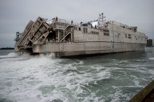 (Nov. 5, 2014) The Military Sealift Command joint high-speed vessel USNS Choctaw County (JHSV 2) departs Morehead City, N.C. to conduct training exercises off the coast of North Carolina during Bold Alligator 2014. Bold Alligator is intended to improve Navy and Marine Corps amphibious core competencies. Working with coalition, NATO, allied and partner nations is a necessary investment in the current and future readiness of our forces.