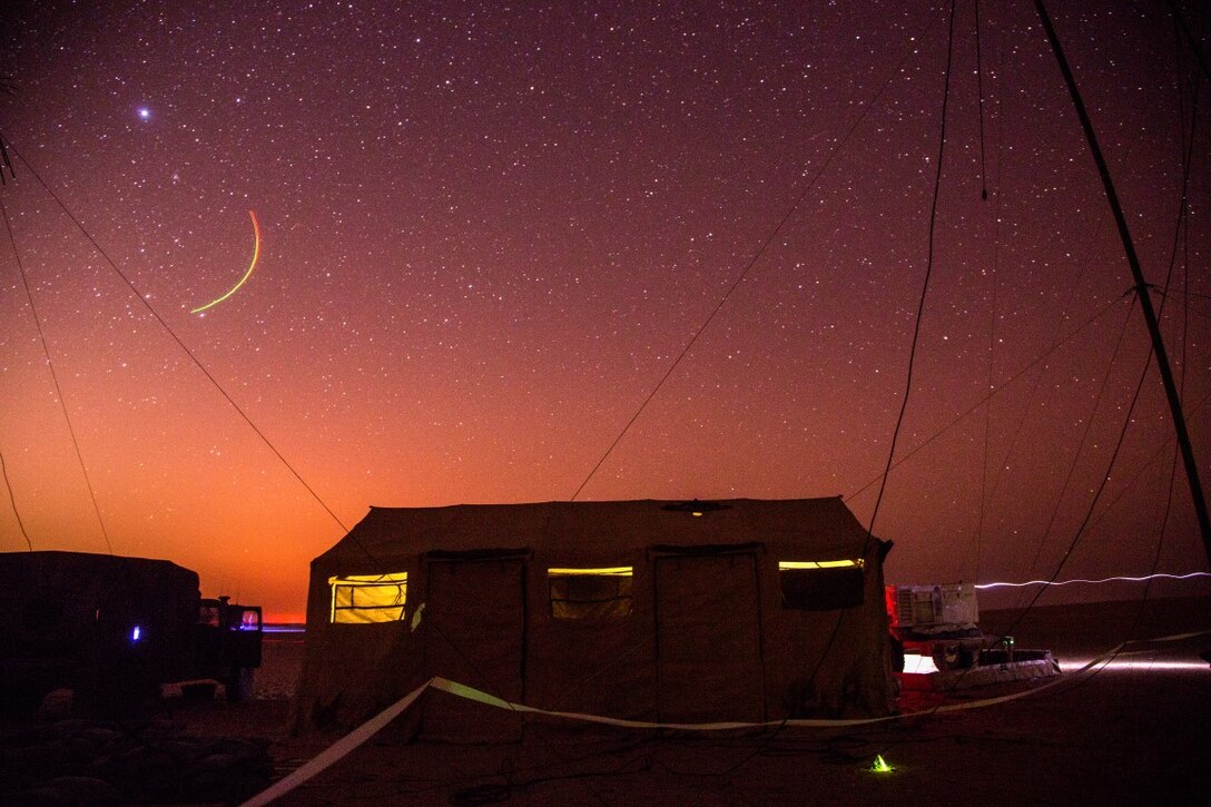 U.S. Marines with the Special Purpose Marine Air Ground Task Force-Crisis Response-Central Command particpate in exercise Eager Centaur in an undisclosed location, Southwest Asia, Jan. 31, 2016. Eager Centaur is conducted to complete initial joint terminal attack controller training and exercise the MAGTF Fire Support Coordination Center, to include combined arms live fire tactics, techniques and procedures. (U.S. Marine Corps photo by Cpl. Akeel Austin/Released)