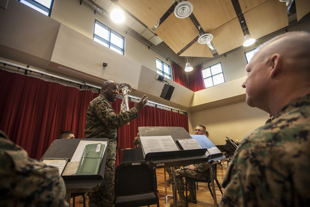 The 18th Sergeant Major of the Marine Corps, Ronald L. Green, speaks to Marines assigned to Marine Forces Reserve and Marine Forces North aboard Marine Corps Support Facility New Orleans, LA, Jan. 20, 2016. (U.S. Marine Corps photo by Sgt. Melissa Marnell, Office of the Sergeant Major of the Marine Corps/Released)