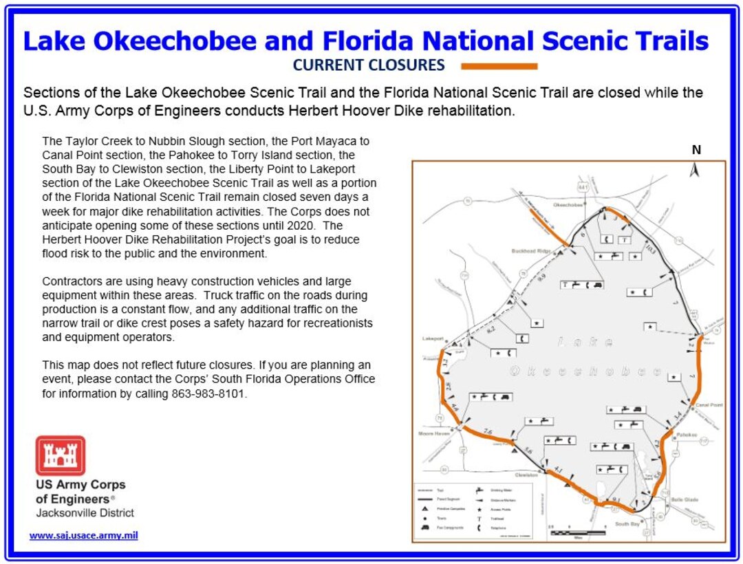 Lake Okeechobee Scenic Trail - Current Closures