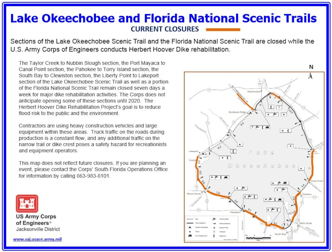 Lake Okeechobee Scenic Trail - Current Closures