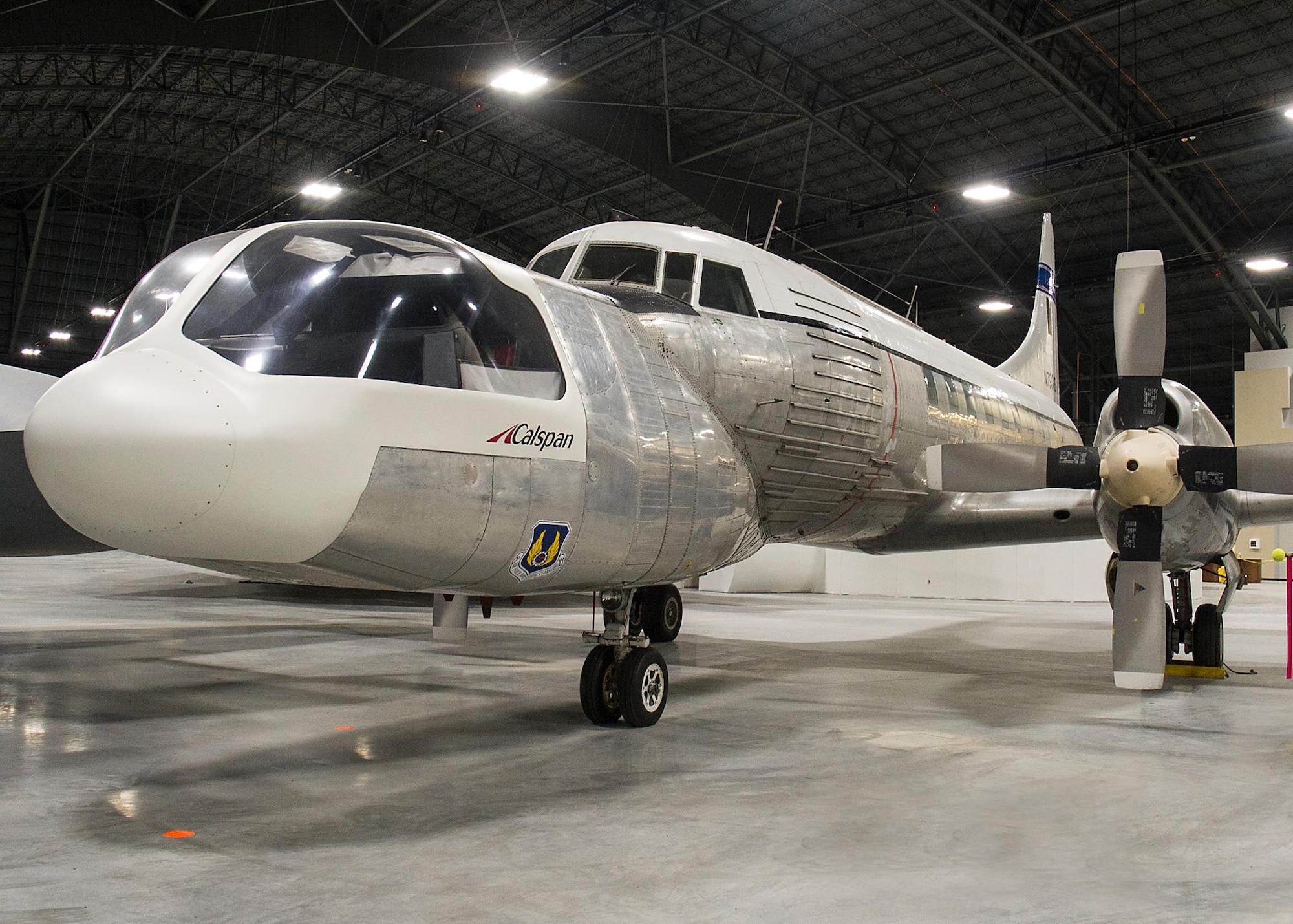 Convair NC-131H Total In-Flight Simulator (TIFS) in the Research & Development Gallery at the National Museum of the U.S. Air Force. (U.S. Air Force photo)