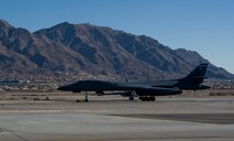 A B-1 Lancer from Dyess AFB, Texas waits to take off during Red Flag 16-1, Jan. 28, 2016 at Nellis AFB, Nev. Each unit participating in Red Flag brings their specific expertise and talents to the table. (U.S. Air Force photo by Senior Airman Alex Fox Echols III/Released)  