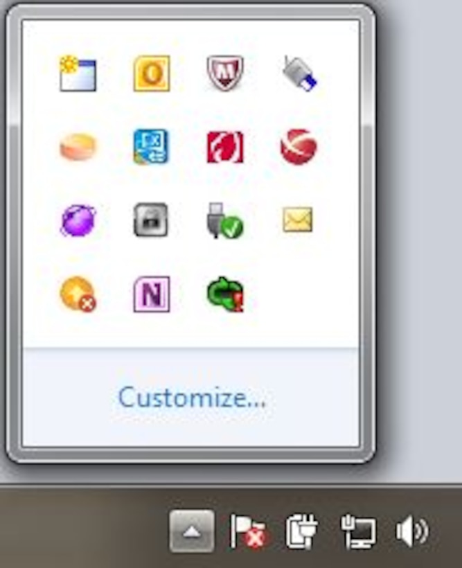 The AtHoc network warning system is another way for base personnel to receive information. AtHoc is the purple icon in the lower right-hand corner of your desktop computer.  (Courtesy photo)