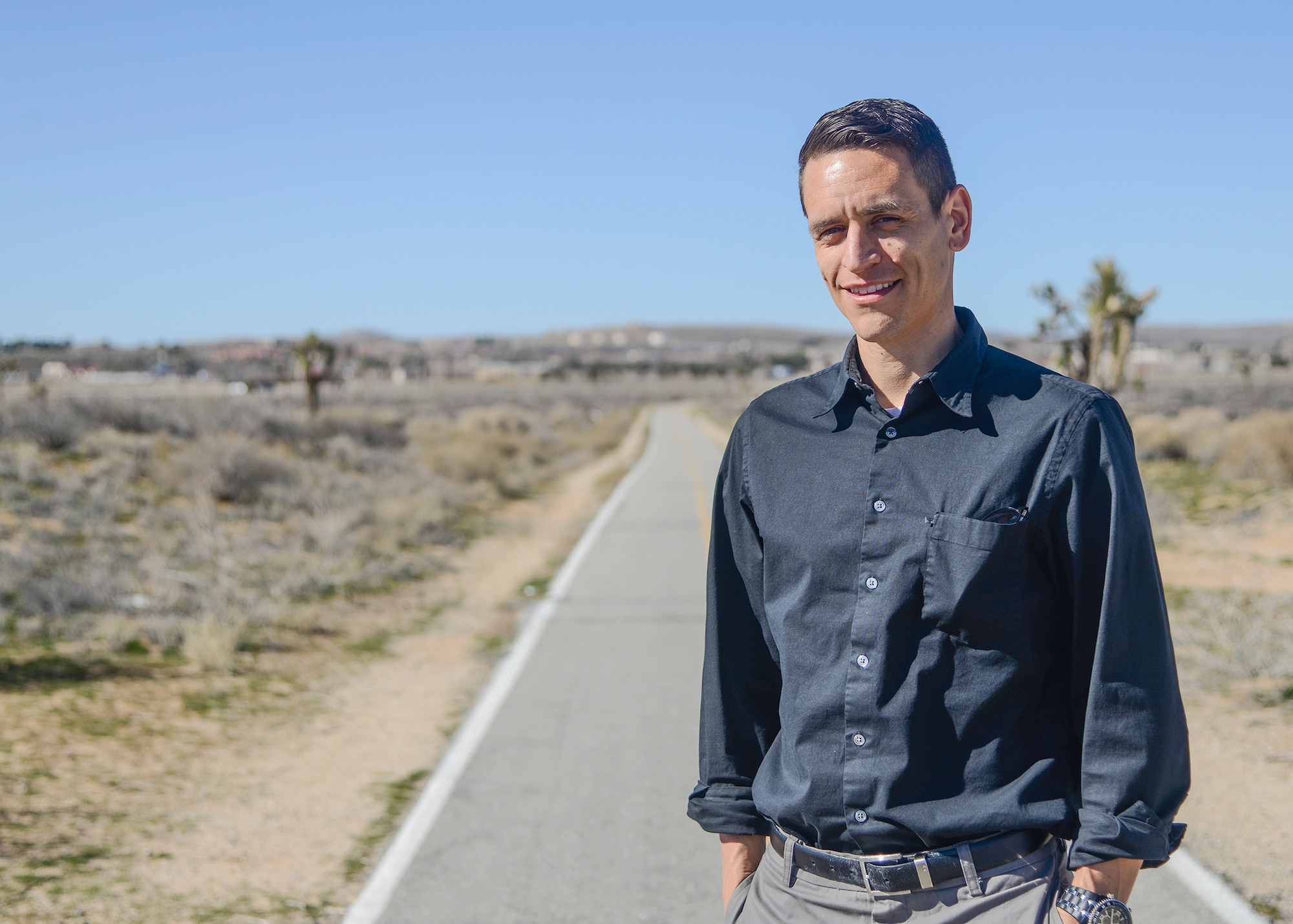 Sergio Reyes, 412th Test Wing Range Safety officer, will compete Feb. 13 in Los Angeles for a spot on the 2016 U.S. Olympic Marathon Team. (U.S. Air Force photo by Rebecca Amber) 