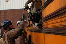 Marines and Sailors with Chemical Biological Incident Response Force (CBIRF), U.S. Marine Corps Forces Command (MARFORCOM), take part in exercise Scarlet Response 2015 at the Guardian Centers in Perry, Ga., July 21 – 24, 2015. The exercise tested all the specific skills the unit possesses to respond to an incident of chemical, biological, radiological, nuclear or high-yield explosive (CBRNE) event. (U.S. Marine Corps photo by Sgt. Jonathan Herrera/Released)