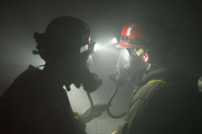 Marines and Sailors with Chemical Biological Incident Response Force (CBIRF), U.S. Marine Corps Forces Command (MARFORCOM), take part in exercise Scarlet Response 2015 at the Guardian Centers in Perry, Ga., July 21 – 24, 2015. The exercise tested all the specific skills the unit possesses to respond to an incident of chemical, biological, radiological, nuclear or high-yield explosive (CBRNE) event. (U.S. Marine Corps photo by Sgt. Jonathan Herrera/Released) 