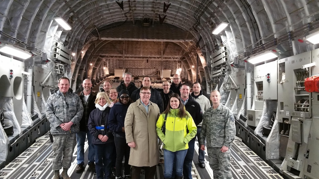 Select Defense Logistics Agency Distribution Susquehanna, Pa., Unit Material Fielding Point employees, along with employees from Troop Support in Philadelphia, visit Dover Air Force Base to see what happens to their work after it leaves the distribution center.