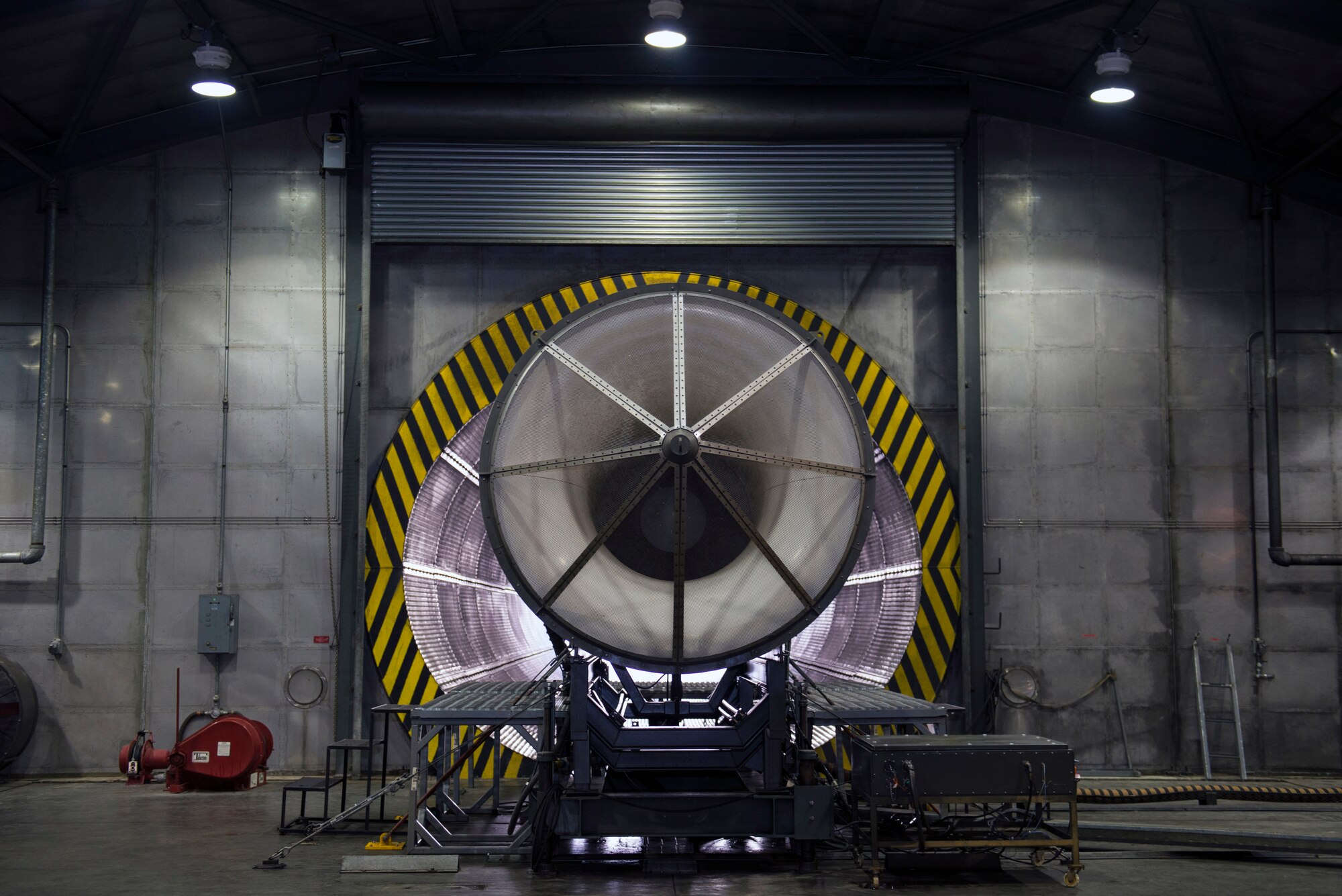 A TF-34 engine sits on a T-20 C engine test stand prior to receiving maintenance and undergoing an engine run, Feb. 12, 2016, at Moody Air Force Base, Ga.  An engine run tests the functionality of the engine before being installed on Moody’s A-10C Thunderbolt II’s. (U.S. Air Force photo by Airman 1st Class  Greg Nash/Released)