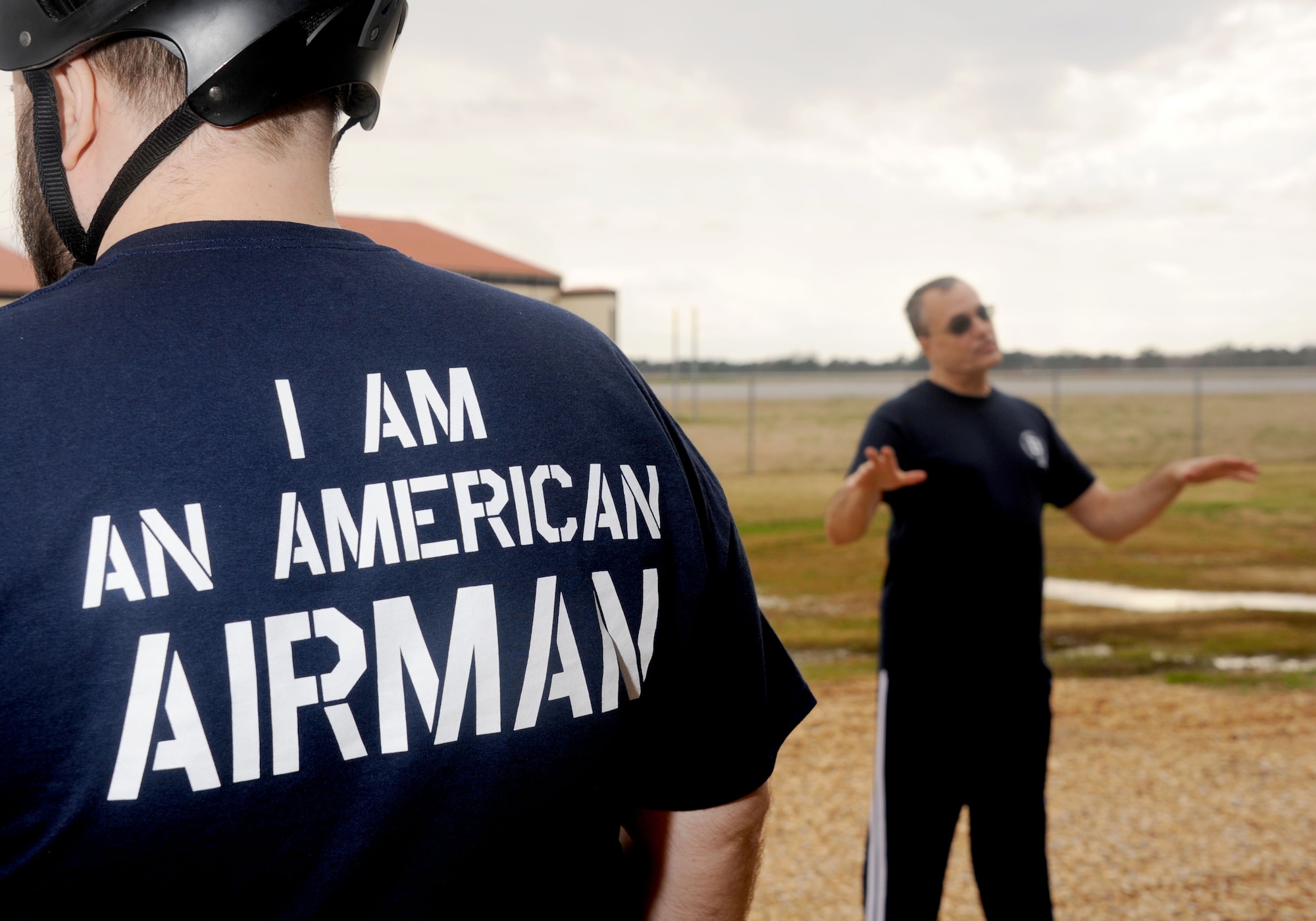 Joseph Lininger, Civilian Acculturation and Leadership Training student, listens carefully as a CALT training instructor gives safety instructions before students move through Project X, Feb. 2, 2016, at Maxwell Air Force Base, Alabama. Lininger said he hopes that his accomplishments will make others think twice before discounting someone simply because they have a disability. (U.S. Air Force photo by Airman 1st Class Alexa Culbert)