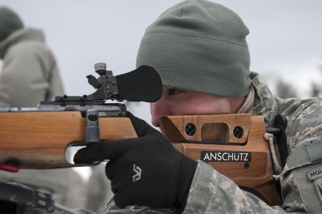 A soldier participates in a live-fire exercise with a .22-caliber rifle at Ethan Allen Firing Range in Jericho, Vt., Feb. 6, 2016. Vermont Army National Guard photo by Spc. Avery Cunningham