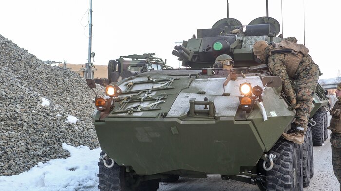 A light-armored vehicle awaits transportation by rail to Rena, Norway, where the 2nd Marine Expeditionary Brigade’s ground combat element will take part in live-fire exercise in the coming days. The rail operations and live-fire exercise are taking place in preparation for Exercise Cold Response 16, comprised of 13 allied and partner nations, and over 16,000 troops, starting later this month.