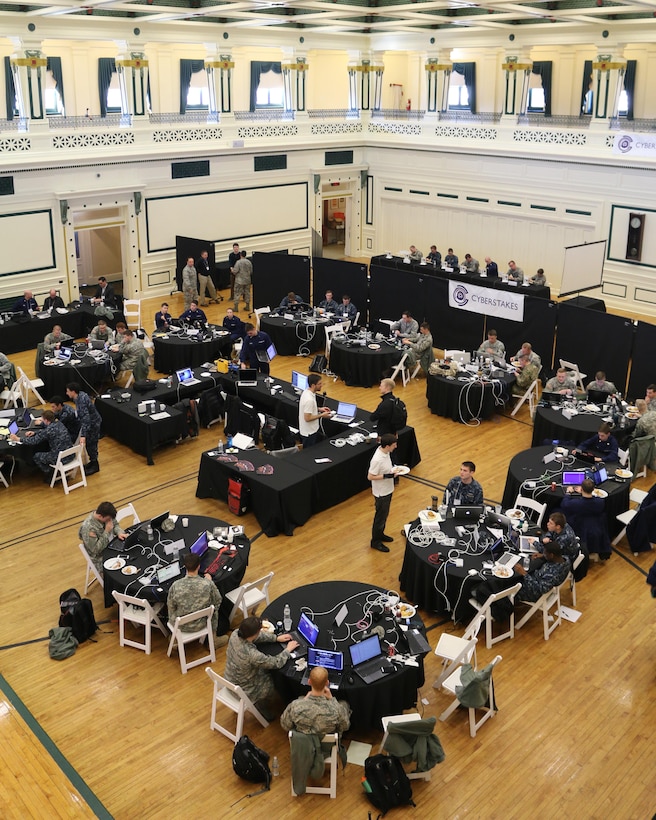 Midshipmen and cadets from the Navy, Army, Air Force and Coast Guard service academies participate in CyberStakes 2016, an annual cutting-edge Defense Department cyber skills competition held in Pittsburgh, Feb. 5-7, 2016. Photo courtesy of ForAllSecure