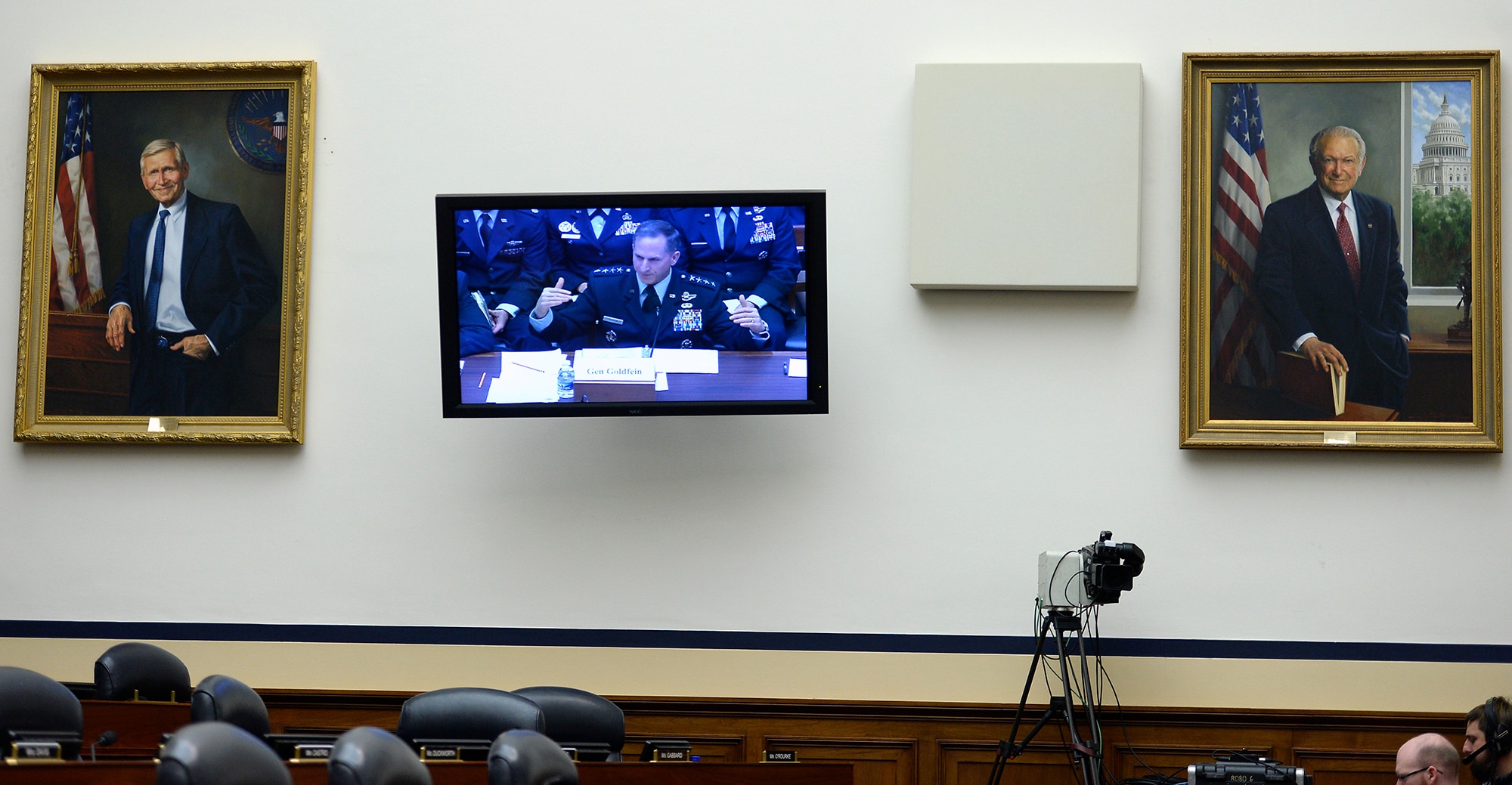 Air Force Vice Chief of Staff Gen. David Goldfein testifies before the House Armed Services Committee on the current readiness of the service in Washington, D.C., Feb. 12, 2016. Testifying with him were Lt. Gen. John Raymond, the Air Force deputy chief of staff for operations, and Lt. Gen. John Cooper, the deputy chief of staff for logistics, engineering and force protection. (U.S. Air Force photo/Scott M. Ash)
