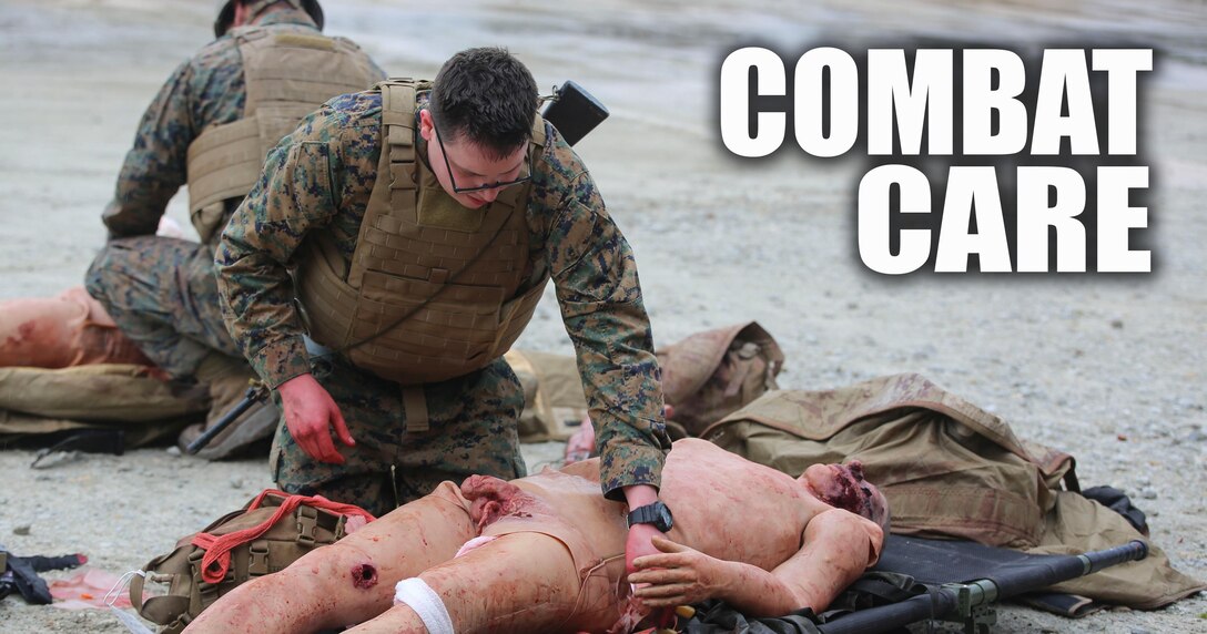 U.S. Navy Petty Officer Second Class Aaron Matthess, a hospital corpsman with 2nd Medical Battalion, treats a casualty during a tactical combat casualty care exercise at Camp Lejeune, N.C., Feb. 12, 2016. The extent of the injuries sailors had to treat on their patients included penetrating chest trauma, shrapnel penetration, amputation, airway obstructions and facial trauma. (U.S. Marine Corps photo illustration by Cpl. Paul S. Martinez/Released)