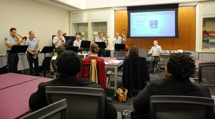 Members of the U.S. Air Force Airmen of Note performed during a District of Columba Public Schools’ professional development event held at the National Museum of American History in Washington, D.C., Feb. 12, 2016. The Airmen of Note jazz ensemble frequently performs at local schools to help inspire the teachers and students. (U.S. Air Force photo/Senior Airman Ryan J. Sonnier/RELEASED)