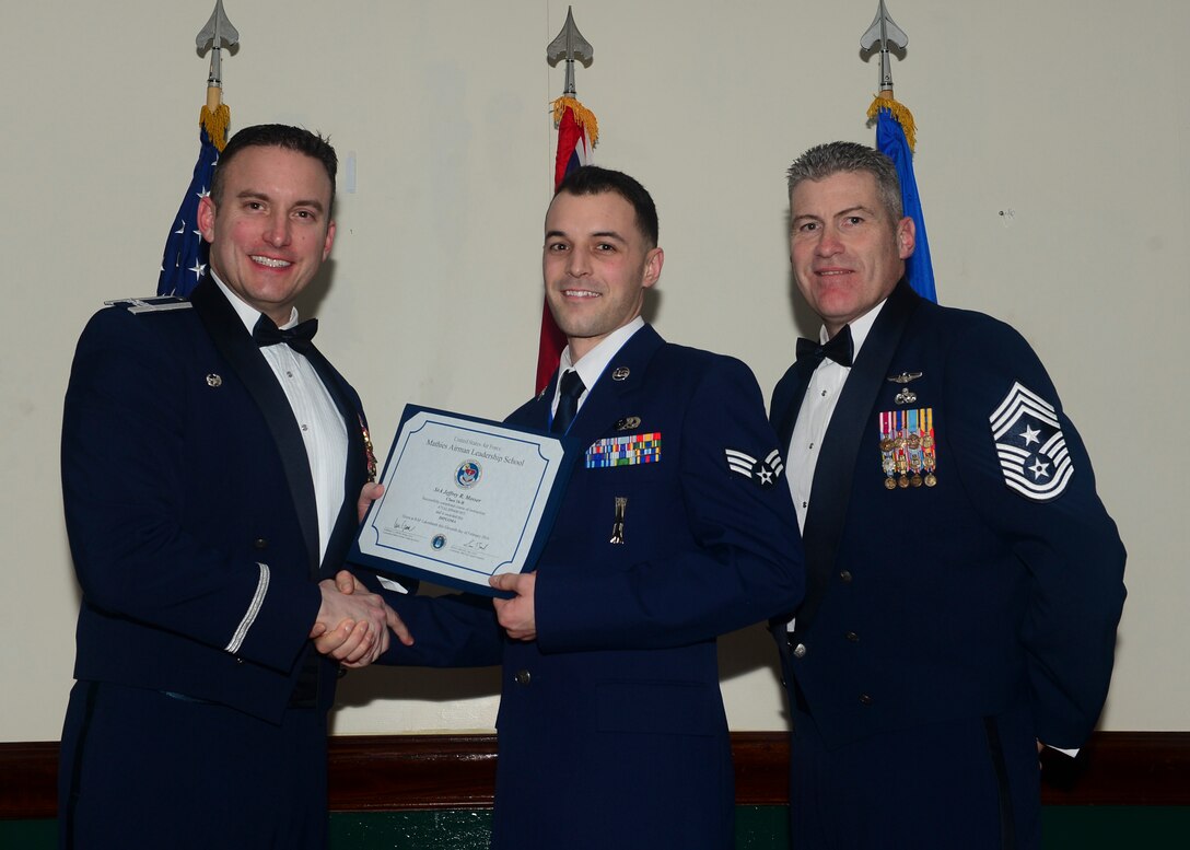 Airmen graduated from Mathies Airman Leadership School, Royal Air Force Feltwell, England at RAF Lakenheath, Feb. 11, 2016. ALS strives to provide Airmen with the ability to be strategic thinkers, planners and warfighters as well as leadership and management skills. (U.S. Air Force photo by Senior Airman Nigel Sandridge/Released)