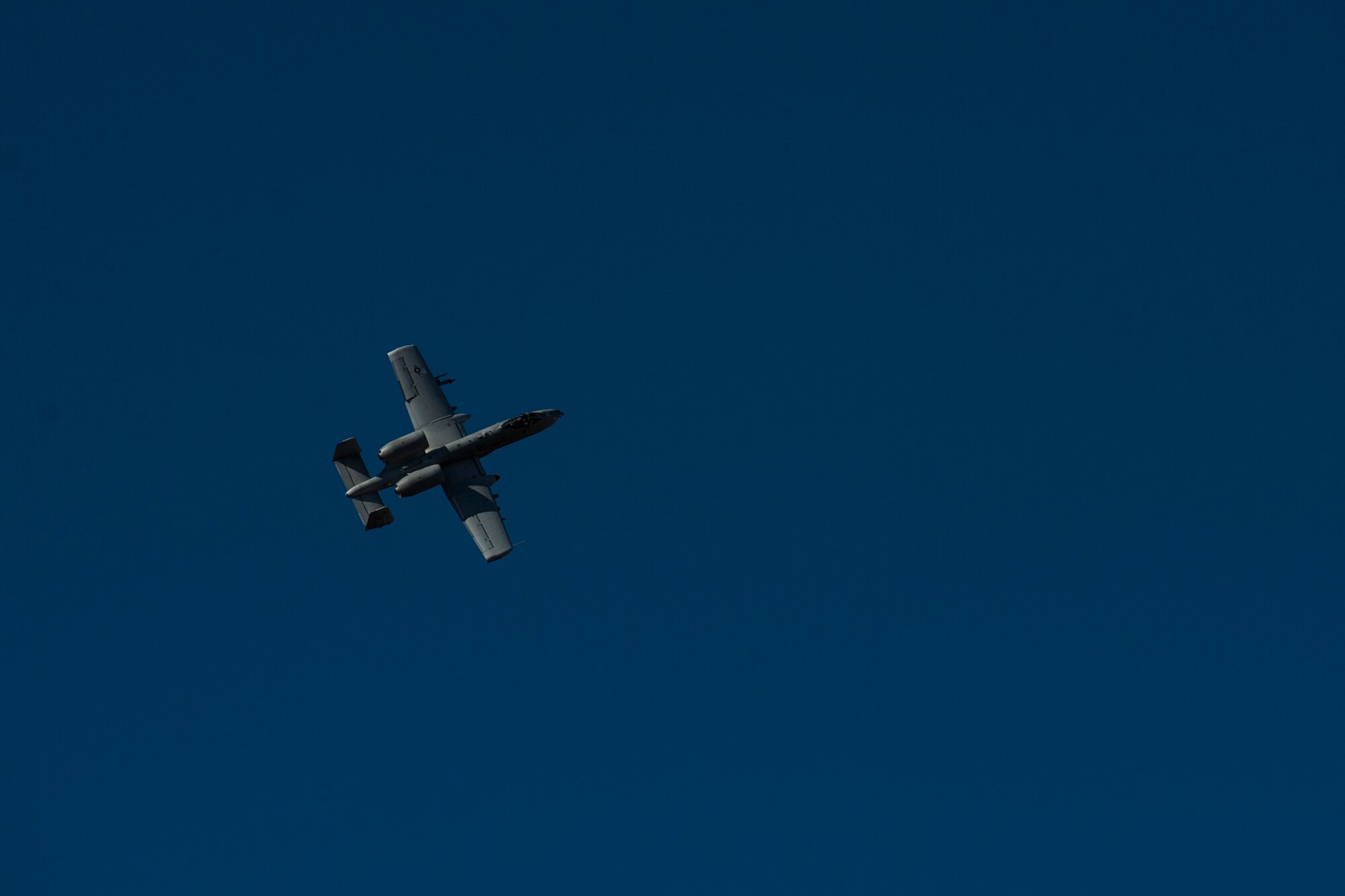 A 74th Expeditionary Fighter Squadron A-10C Thunderbolt II aircraft soars through the air during a training exercise at Plovdiv, Bulgaria, Feb. 11, 2016. The aircraft deployed to Bulgaria in support of Operation Atlantic Resolve to bolster air power capabilities while assuring the U.S. commitment to European security and stability. (U.S. Air Force photo by Airman 1st Class Luke Kitterman/Released)