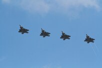 OSAN AIR BASE, Republic of Korea – Four United States Air Force F-22 “Raptor” fighter aircraft fly over Osan, South Korea, demonstrating the capabilities of the ROK-U.S. Alliance, Feb. 17. During his brief remarks, Gen. Jeong, Kyeongdoo, Republic of Korea Air Force Chief of Staff remarked that ‘the combined air operations flight carried out today by our two air forces projected dignity and authority from the ROK-US alliance and the international community.’