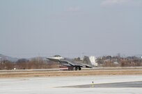 OSAN AIR BASE, Republic of Korea – A United States Air Force F-22 “Raptor” fighter aircraft lands at Osan Air Base, Osan, South Korea Feb. 17. “The F-22 'Raptor' is the most capable air superiority fighter in the world, and it represents one of many capabilities available for the defense of this great nation. The U.S. maintains an ironclad commitment to the defense of the Republic of Korea,” said United Nations Command, U.S. Forces Korea deputy commander and U.S. 7th Air Force commander, Lt. Gen. Terrence O'Shaughnessy, during a combined press engagement with media.