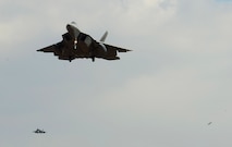 Four U.S. Air Force F-22 "Raptor" fighter aircraft from Kadena Air Base, Japan, conducted a flyover in the vicinity of Osan Air Base, South Korea, in response to recent provocative action by North Korea Feb. 17, 2016. The Raptors were joined by four F-15 Slam Eagles and U.S. Air Force F-16 Fighting Falcons. The F-22 is designed to project air dominance rapidly and at great distances and currently cannot be matched by any known or projected fighter aircraft.  (U.S. Air Force photo by Senior Airman Kristin High/Released)