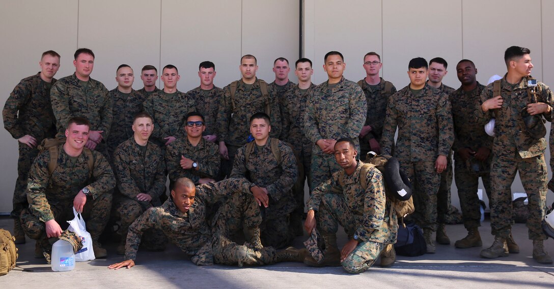 Marines with Marine Attack Squadron 214 depart from the flight line at Marine Corps Air Station Yuma, Ariz., to deploy with the 13th Marine Expeditionary Unit, Thursday, Feb. 11, 2016