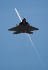 An F-22 Raptor from Tyndall AFB, Fla. flies over Nellis AFB, Nev., during Red Flag 16-1, Feb. 5, 2016. Integration is key at Red Flag, and Tyndall’s F-22s and Airmen join more than 130 aircraft and 3,000 personnel training during the exercise. (U.S. Air Force photo by Senior Airman Alex Fox Echols III/Released)   