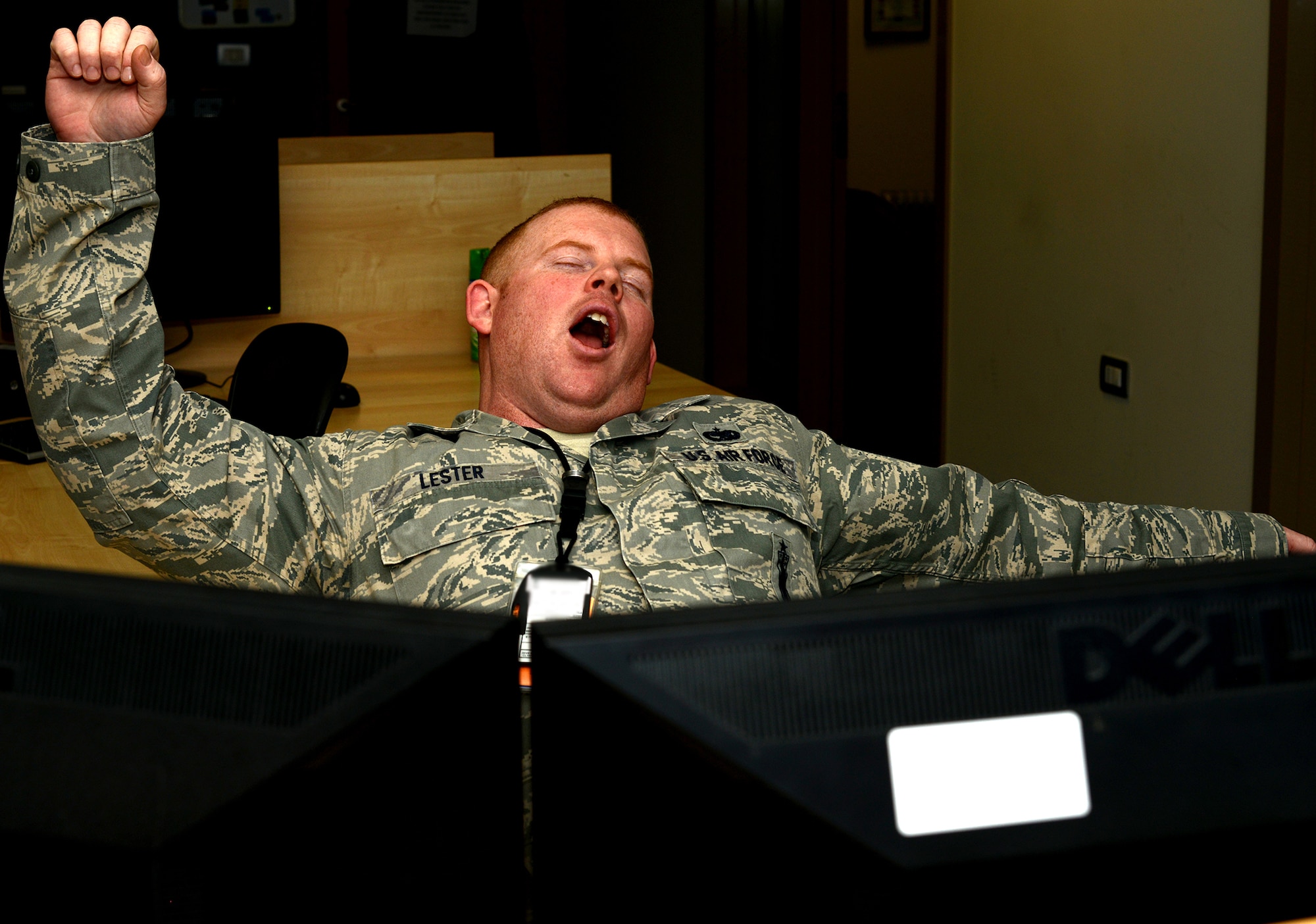 A weary Wyvern wrestles with fatigue after a long day of work. The National Transportation Safety Board estimates that more than 100,000 auto accidents annually are related to fatigue. The Air Force’s flying operations aren’t immune either. In the last five years fatigue was to blame for approximately $72 million of major flight accident damage. (U.S. Air Force photo by Tech. Sgt. Eric Donner)