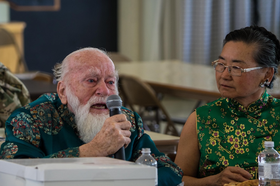 American Gold Star Parents tell about the son they lost in combat to other families of fallen service members at a Survivor Outreach Services Valentine's Day event in Long Beach, Calif., Feb. 13, 2016.