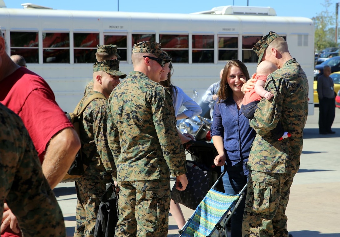 Marines, sailors and their families enjoy their last day together at the Combat Logistics Battalion 11 going-away gathering at Camp Pendleton Feb. 11, 2016. The Marines of CLB 11 are deploying with the 13th Marine Expeditionary Unit to the Western Pacific and the Middle East. (U.S. Marine Corps photo by Cpl. John Baker)