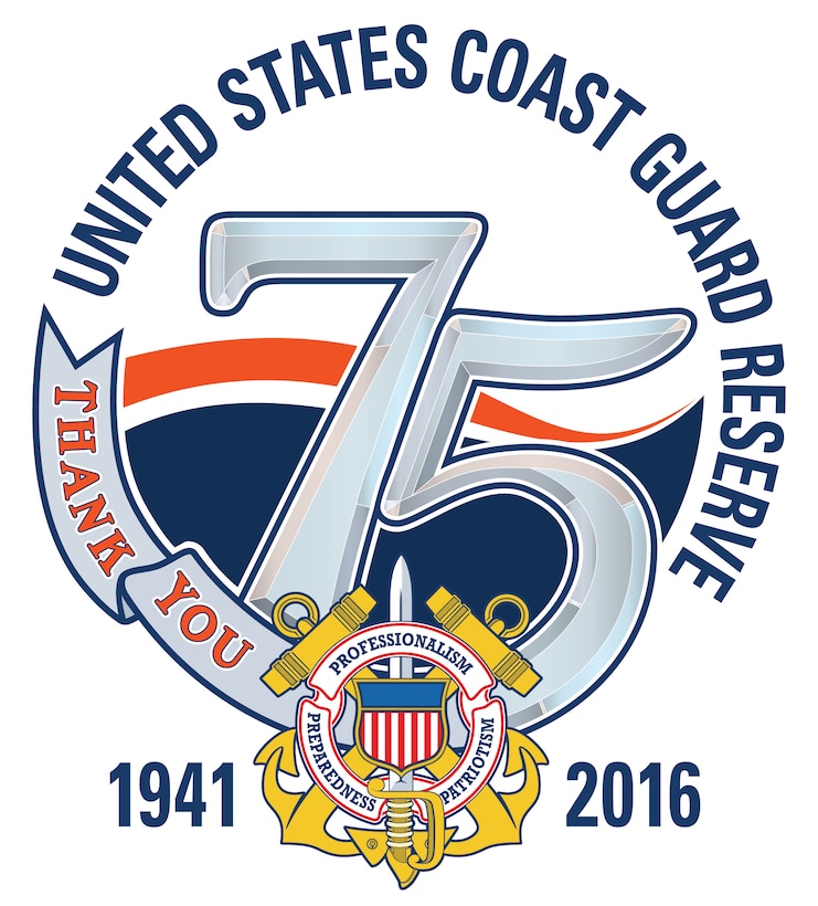U.S. Coast Guard Reserve 75th Anniversary logo. 