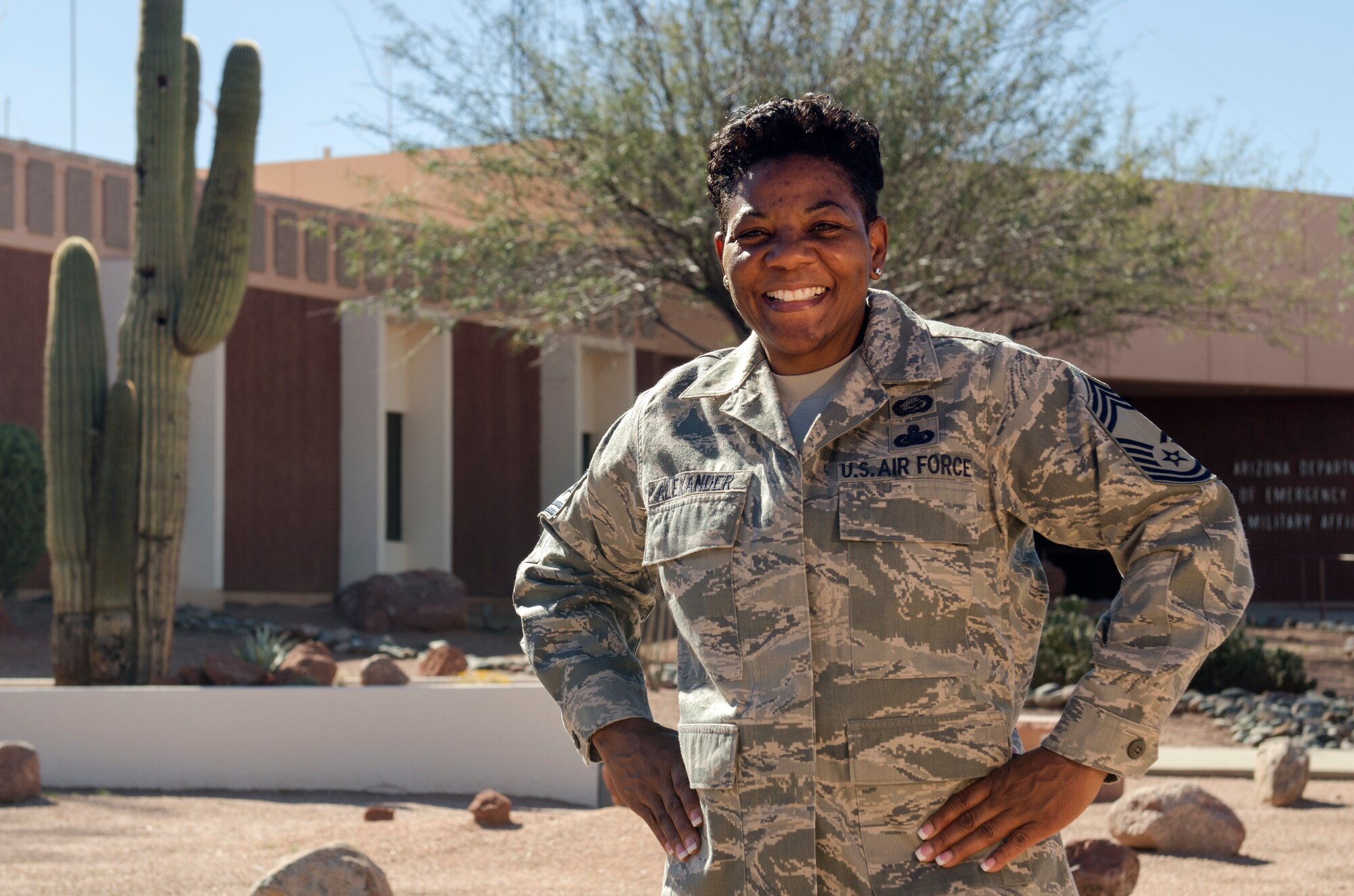 After nearly 30 years, Air Force Chief Master Sgt. Barbara Alexander continues to inspire fellow Airmen though a career of selfless service, both in the Guard and as a police officer. (Photo by Army Staff Sgt. Adrian Borunda)